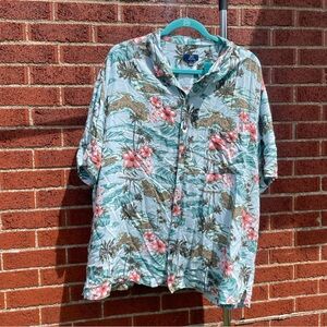 George Big and tall Blue and Pink 3x 54-56 Hawaiian Shirt